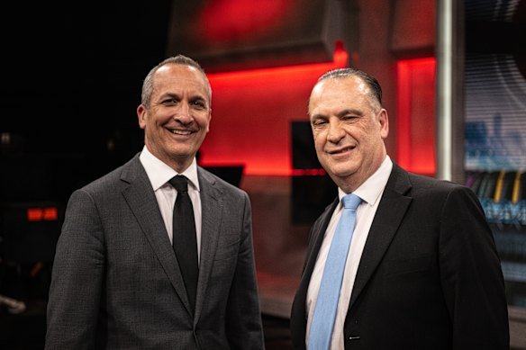 Former NRL chief executive Andrew Abdo and ARL Commission chairman Peter V’landys.