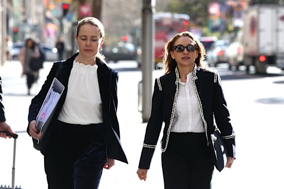 Dr Peggy Dwyer, SC (right), arriving at the ICAC for Operation Rosny last month.