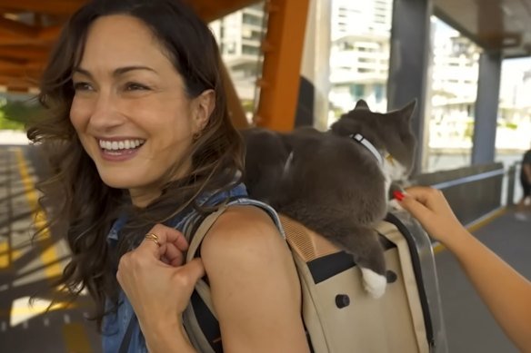 Sara Calle Herrera with her cat Socko.