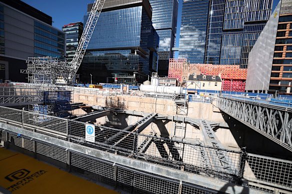 The giant rectangular hole for the station that was dug in the middle of the Parramatta CBD.