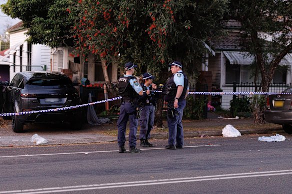 Police investigate on Normanby Road, Auburn after a three-year-old girl was killed after she was hit by the black Range Rover on Tuesday afternoon. 