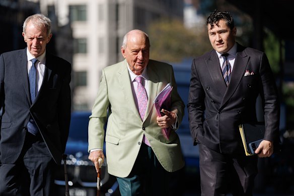 Alan Jones outside the Downing Centre Local Court on Thursday.