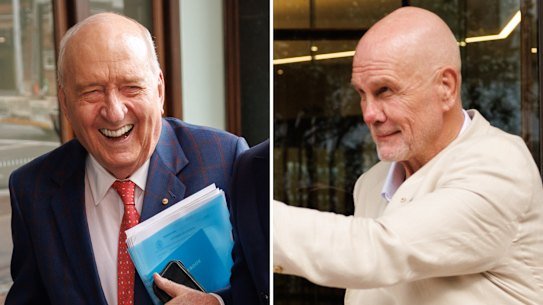 Peter FitzSimons (right) appeared on Thursday in Alan Jones’ trial.