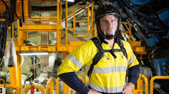 Andrew Jones is piloting the giant tunnel boring machine named Barangaroo under Sydney Harbour.