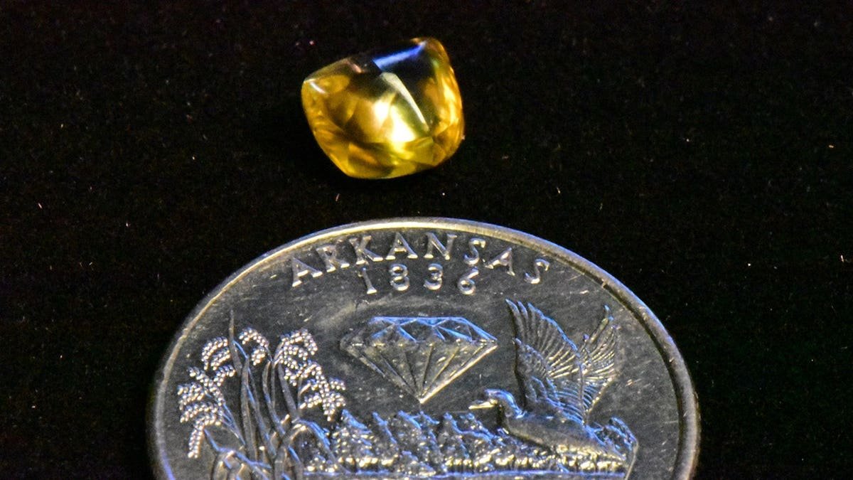 View of Diamond next to large coin