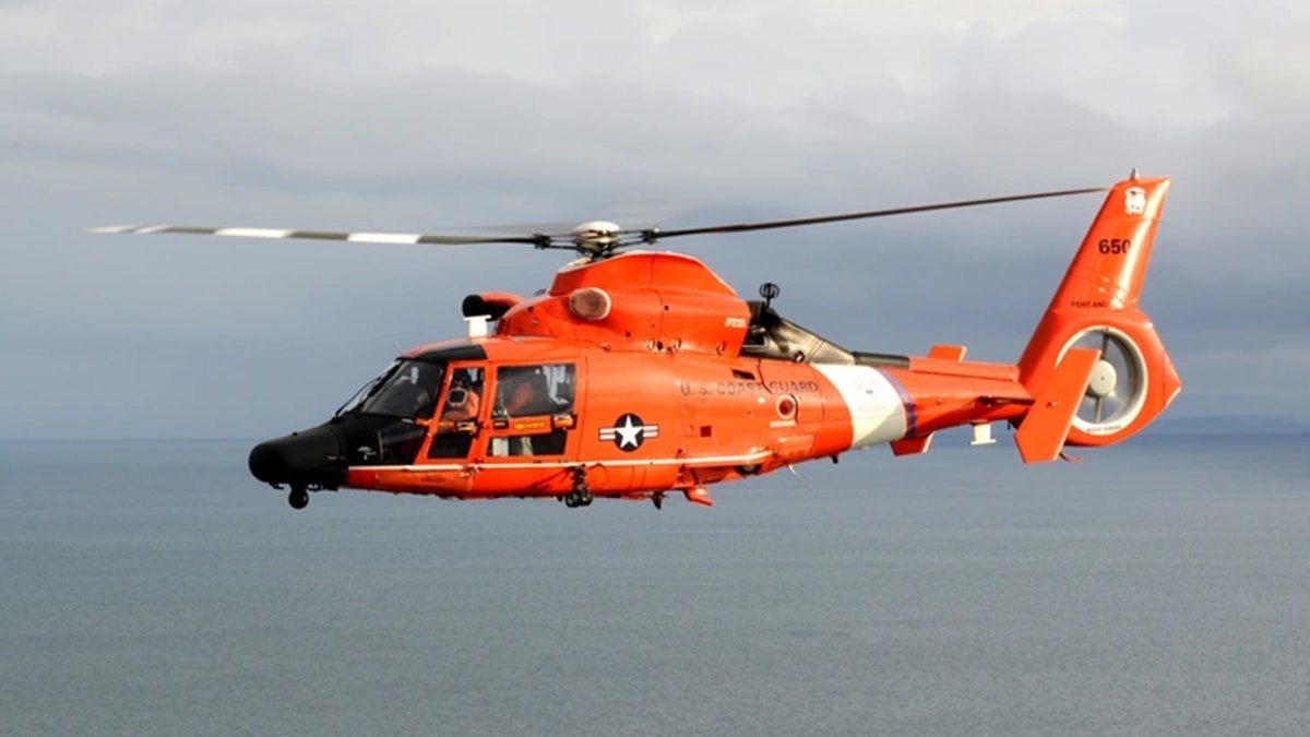 Coast Guard helicopter flying in Washington State