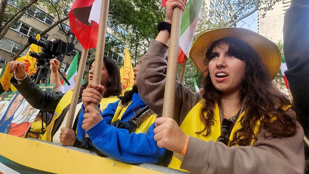 "Free Iran" protests are held outside the UN during the United Nations General Assembly Wednesday.