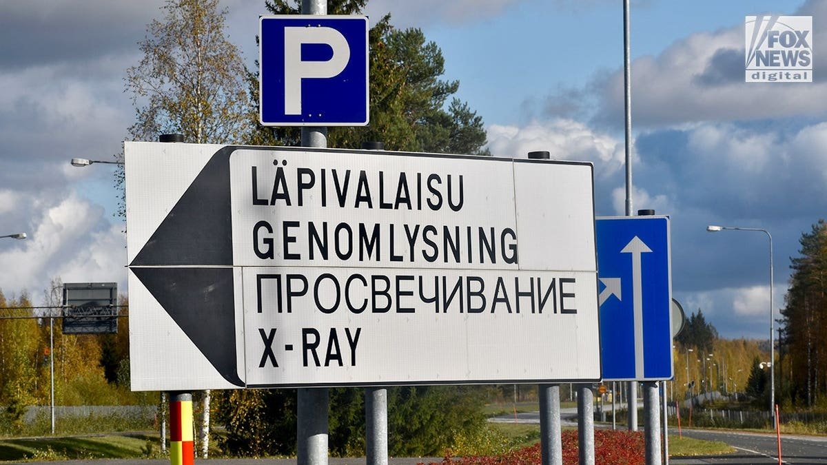 A sign at the Niirala border crossing in Finland.