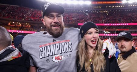 Taylor Swift Dazzles in Metallic Halter Dress With Husband Travis Kelce on NYC Date Night Taylor Swift Dazzles in Metallic Halter Dress With Husband Travis Kelce on NYC Date Night