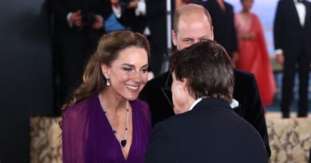 Kate Middleton Wears K Necklace While Sharing Sweet Moment With Tom Cruise at ‘Digger’ Premiere Kate Middleton Wears K Necklace While Sharing Sweet Moment With Tom Cruise at ‘Digger’ Premiere