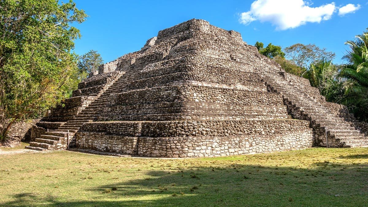 Ancient mayan ruins of Chacchoben in the jungle near the cruise terminal at Costa Maya