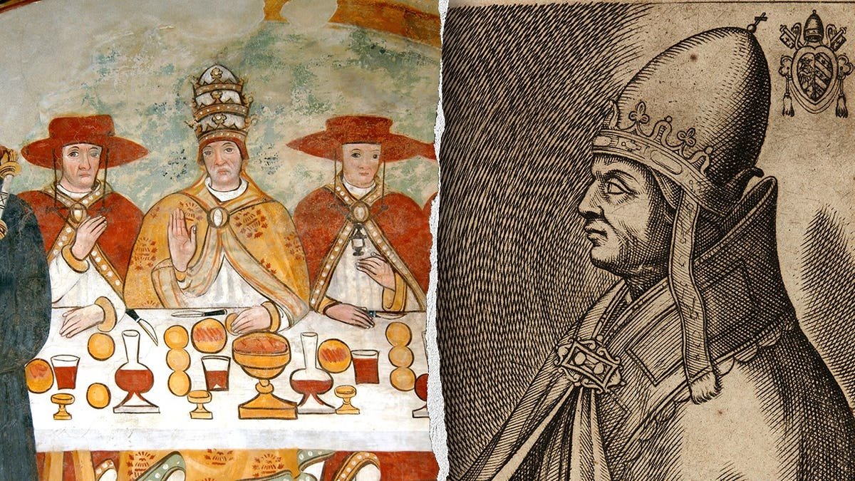 Split image of Alexander II next to Honorius II