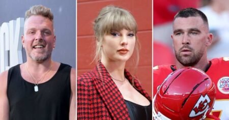 Pat McAfee Details Taylor Swift’s ‘All-In’ Vibe While Watching Husband Travis Kelce Play Football