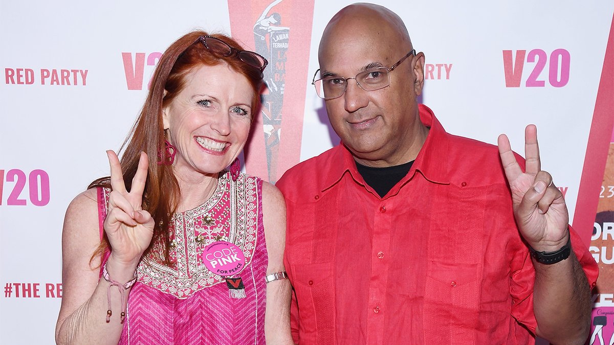 Jodie Evans and Neville Roy Singham are pictured together.