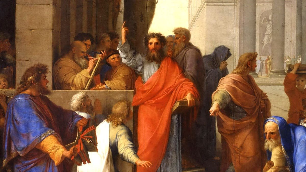 Depiction of St Paul preaching