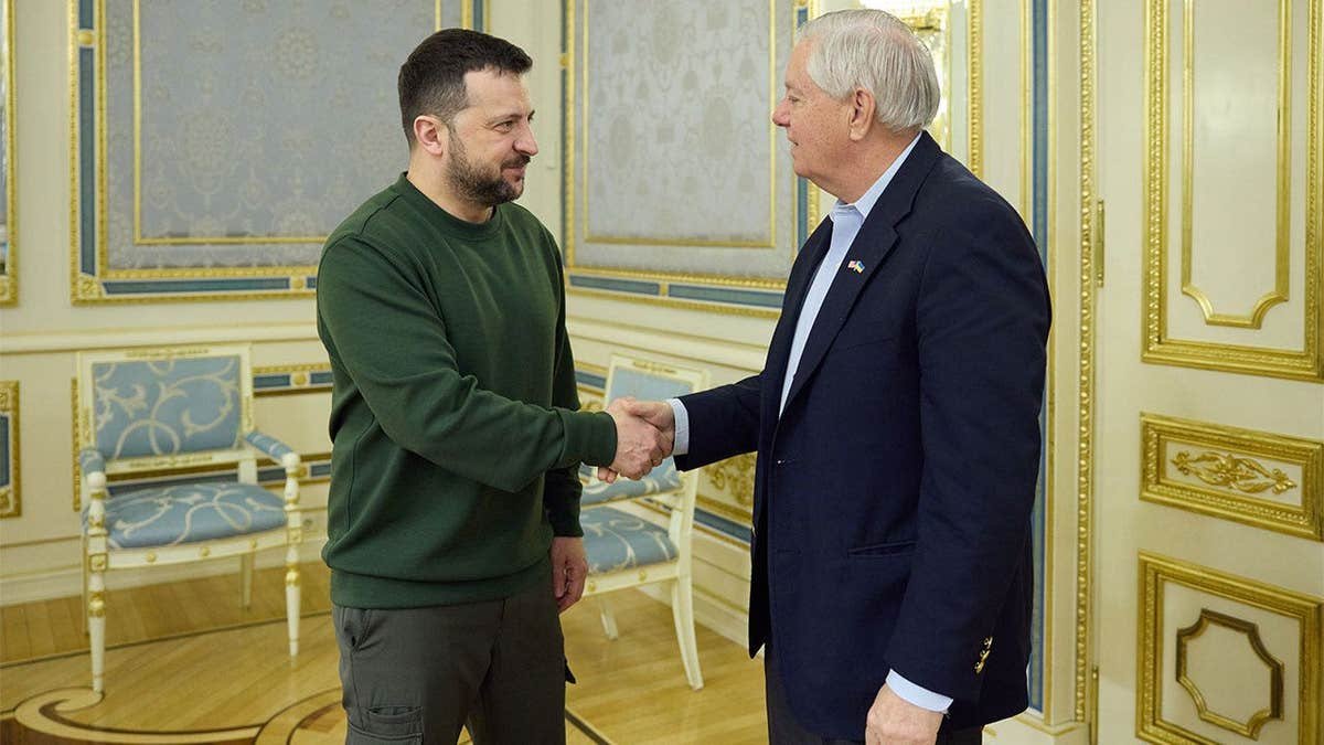 Ukrainian President Volodymyr Zelenskyy meets with Sen. Lindsey Graham in Kyiv during a March 2024 visit