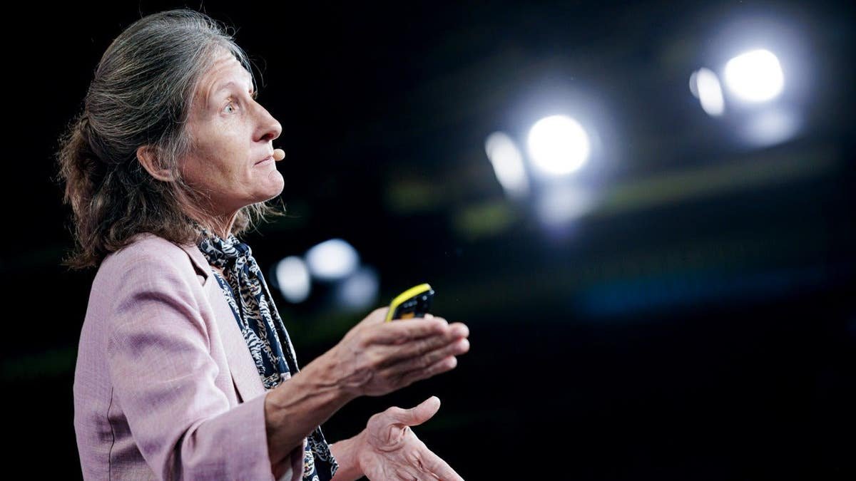 Anna Lembke gives a lecture in Germany