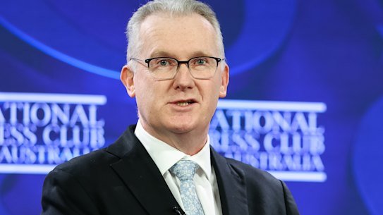 Home Affairs Minister Tony Burke at the National Press Club on Thursday. 