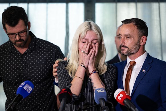 Warren Pickering’s daughter Jhett during the press conference.