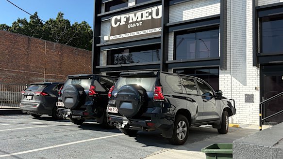 The Brisbane CFMEU offices in Bowen Hills during Wednesday’s raid.