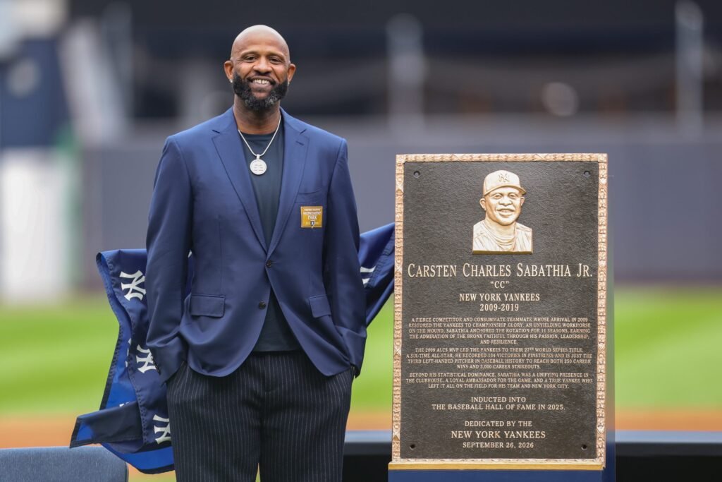 Yankees Retire Hall of Famer CC Sabathia’s No. 52, Gets Monument Park Plaque Yankees Retire Hall of Famer CC Sabathia’s No. 52, Gets Monument Park Plaque