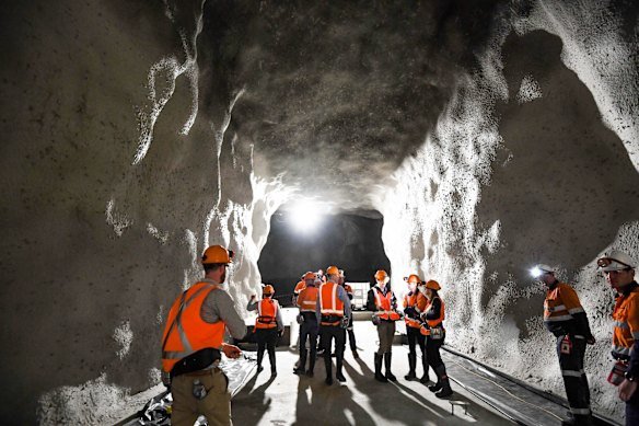 The dark matter lab under construction a kilometre underground at the Stawell Gold Mine in 2021.