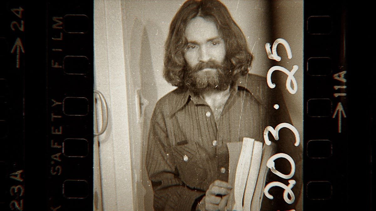 Charles Manson in a still from Conversations with a Killer: The Charles Manson Tapes.