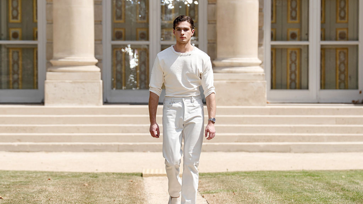 Clavicular walks the runway in a fashion show in Paris.