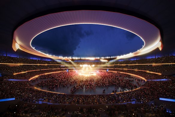 An artist impression of the proposed Brisbane Stadium, to be built at Victoria Park for the 2032 Olympic Games.