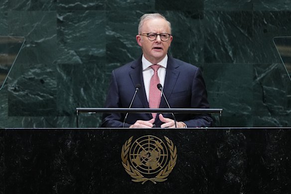 Anthony Albanese addresses the 81st session of the United Nations General Assembly. 