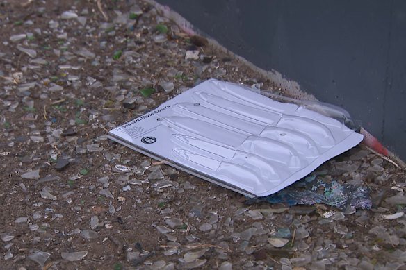An empty packet of knives found on the ground at the site of the brawl. 