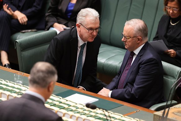 Burke and Albanese in parliament in January.