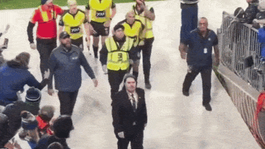 Referee Ashley Klein leaves Eden Park on Sunday.
