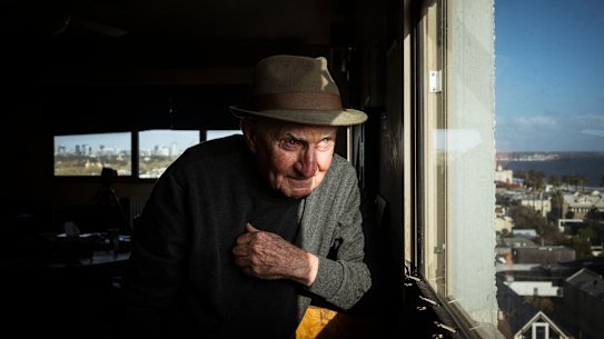 73 year-old Bill McKenzie lives in the public housing towers at 150 Victoria Avenue, Albert Park