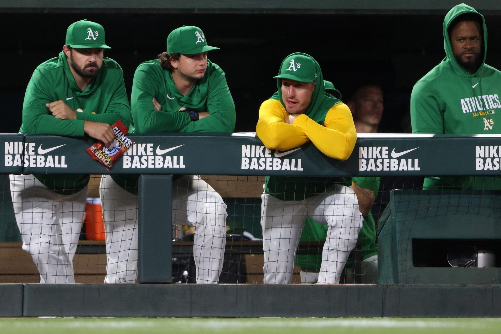 Three of the four players in this image had season-ending injuries that helped to doom the A's; Luis Severino was above-average, though. (Photo by Scott Marshall/Getty Images)