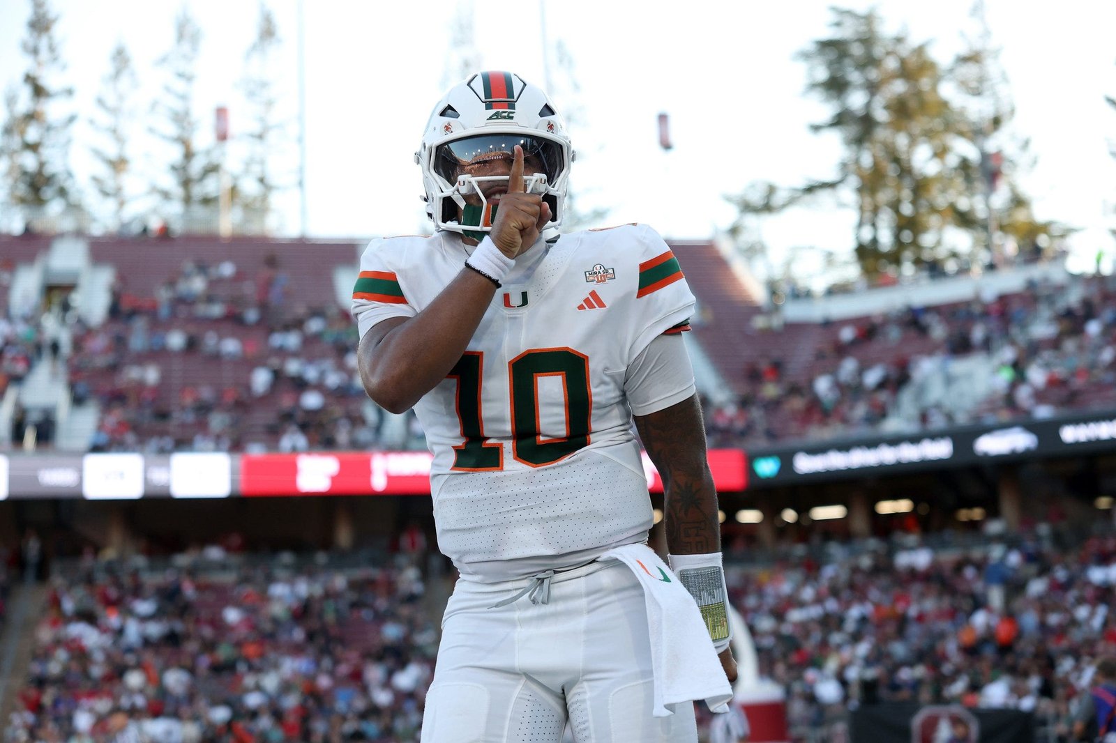 Darian Mensah threw for 401 yards and five touchdowns against Stanford (Photo by Ezra Shaw/Getty Images).