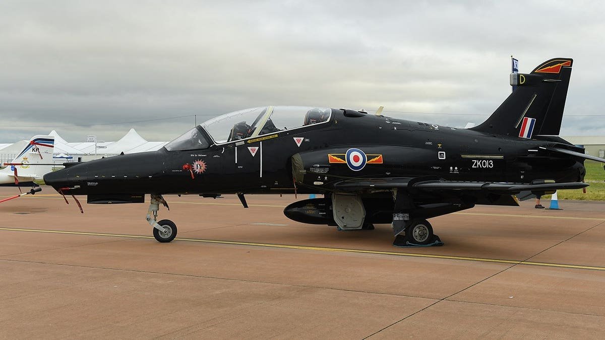Royal Air Force BAE Systems Hawk T2 aircraft in flight at air show