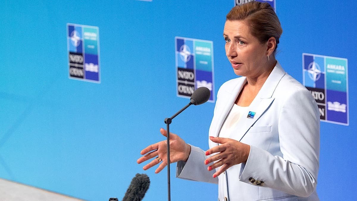 Denmark Prime Minister Mette Frederiksen speaks during a news conference