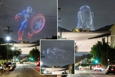 Captain America, R2-D2 fly above Lucas Museum of Narrative Art on opening night in dazzling drone light show: Photos Captain America, R2-D2 fly above Lucas Museum of Narrative Art on opening night in dazzling drone light show: Photos