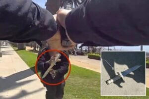 Chilling bodycam footage shows knife-wielding madman charge at police in Santa Monica Chilling bodycam footage shows knife-wielding madman charge at police in Santa Monica