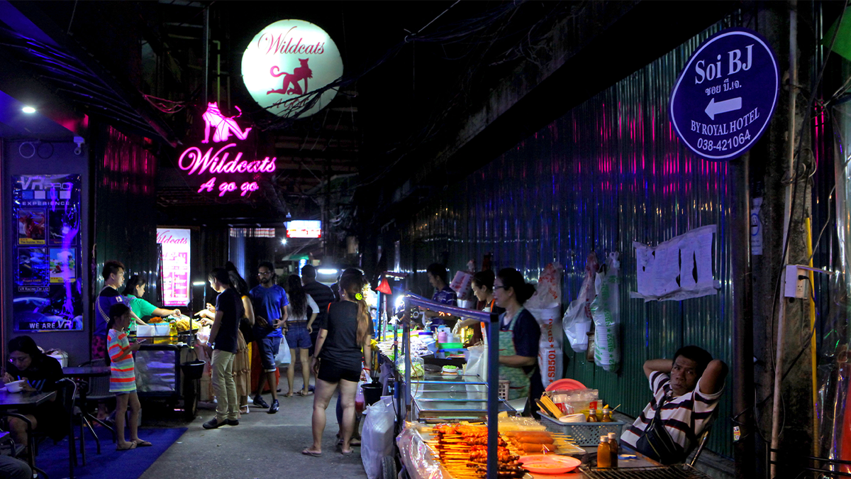 General views of Pattaya nightlife amid reports that the USS Abraham Lincoln aircraft carrier may visit the area on Sept. 1, 2026, in Pattaya, Thailand. The U.S. Navy has not publicly confirmed the visit.
