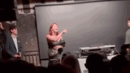Protester storms DC party, flips off crowd as ‘USA!’ chants erupt amid Trump’s AI push