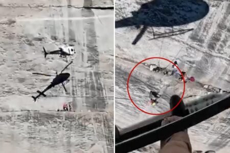 Harrowing moment helicopter hovers frighteningly close to cliff face to rescue fallen climber Harrowing moment helicopter hovers frighteningly close to cliff face to rescue fallen climber