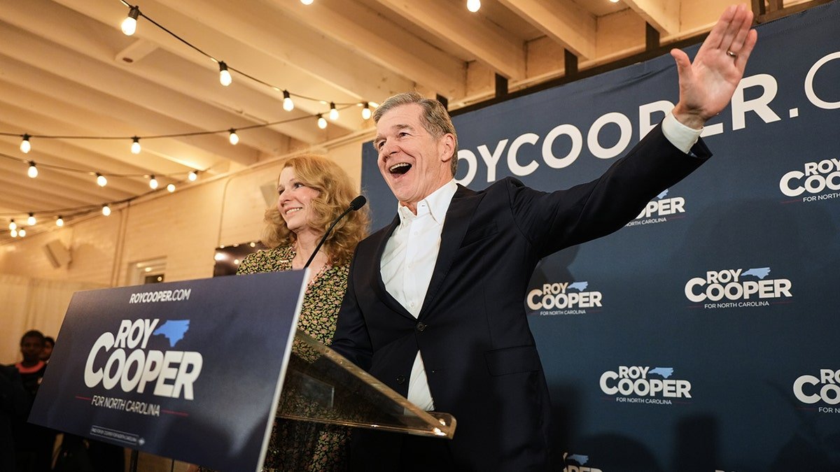Roy Cooper speaking at a primary election night watch party in Raleigh, North Carolina.