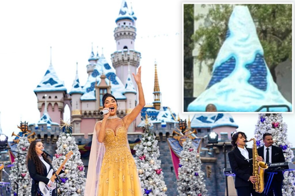 Disneyland fans lose it over snow-capped castle spotted on the move months before Christmas Disneyland fans lose it over snow-capped castle spotted on the move months before Christmas