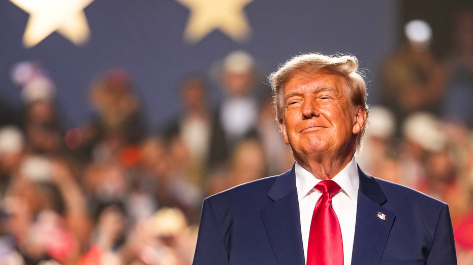 U.S. President Donald Trump appears on stage on the second day of the 2026 Republican National Convention in Dallas, Texas.