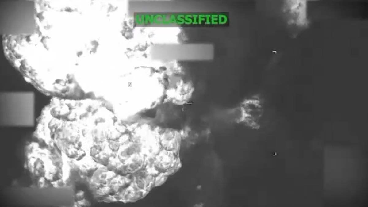 A suspected narco-trafficking vessel burns