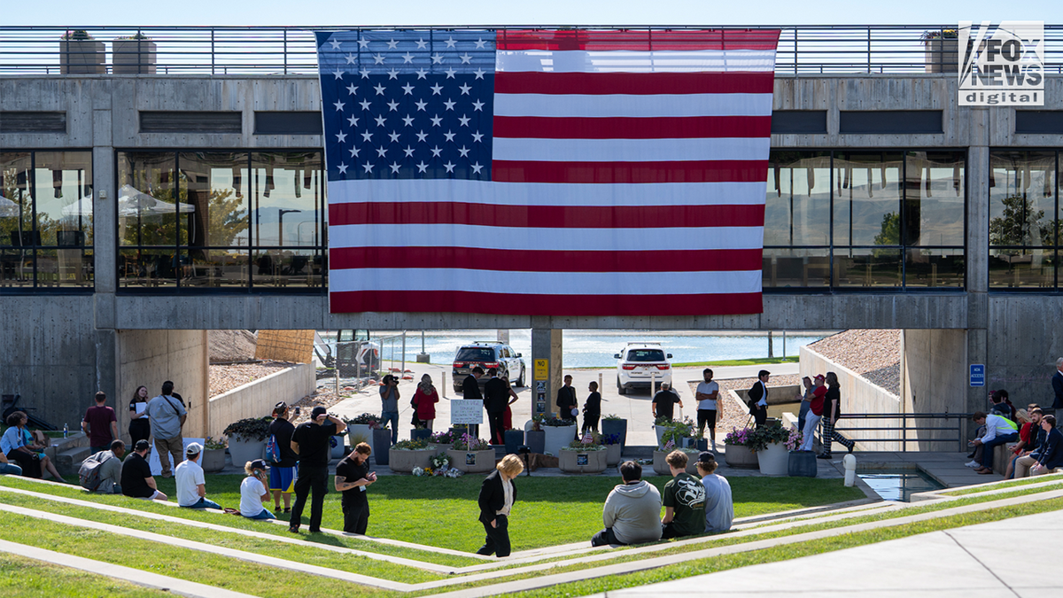A view of the location where Charlie Kirk was shot one year ago.