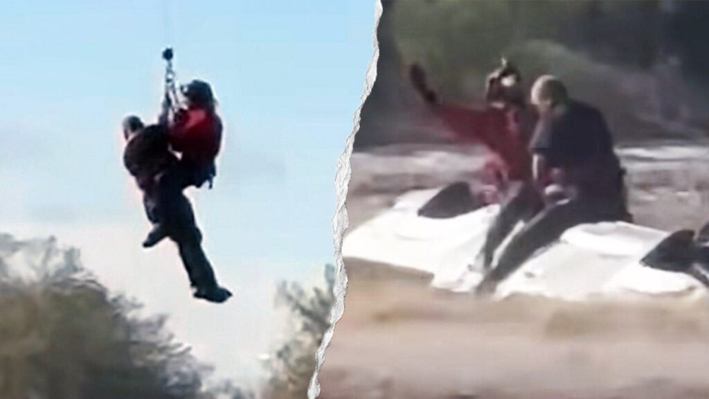 Arizona sheriff’s helicopter crew rescues man stranded atop overturned truck in rapidly rising floodwaters Arizona sheriff’s helicopter crew rescues man stranded atop overturned truck in rapidly rising floodwaters